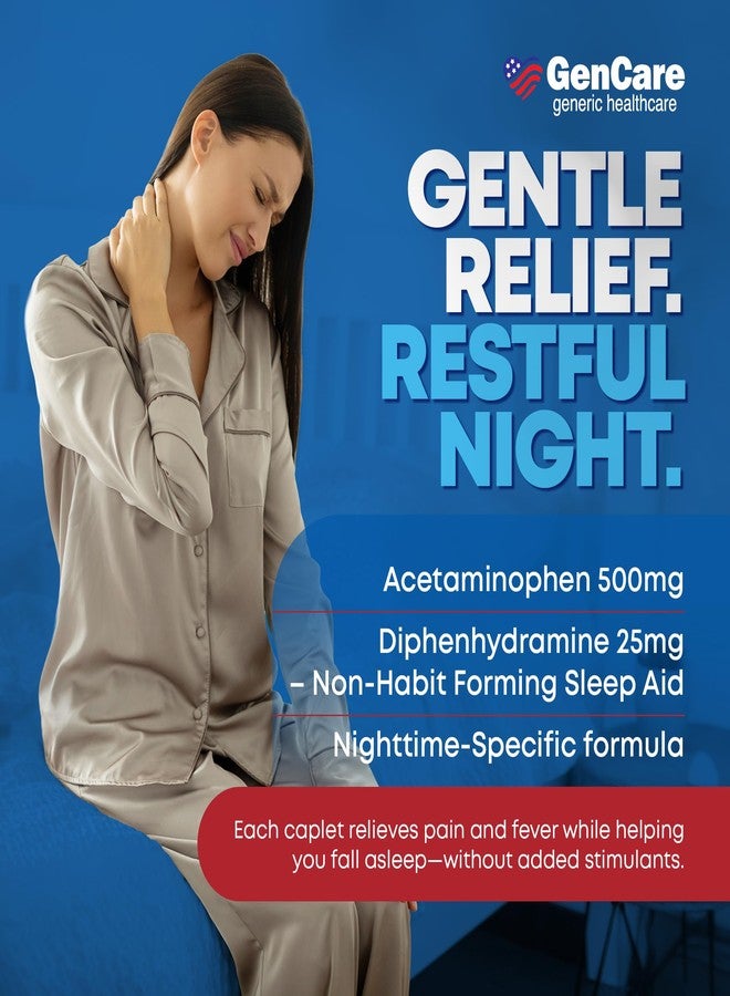 GenCare Extra Strength Acetaminophen PM 500 mg (375 Tablets) | Ultimate Pain Relief & Sleep Support for Adults | Quick Acting & Non Habit Forming Headache Relief | Eases Aches & Joint Discomfort - Image 3